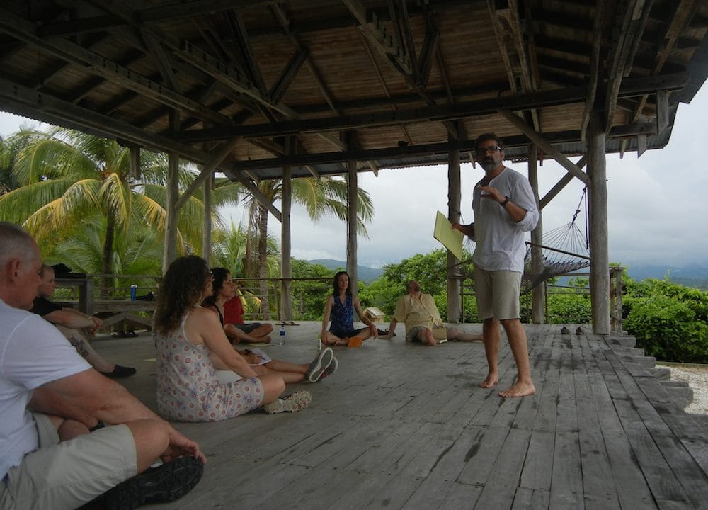 Introductory class on the yoga pavillion